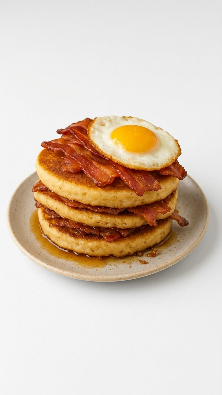 Tortitas con bacon, queso y huevo